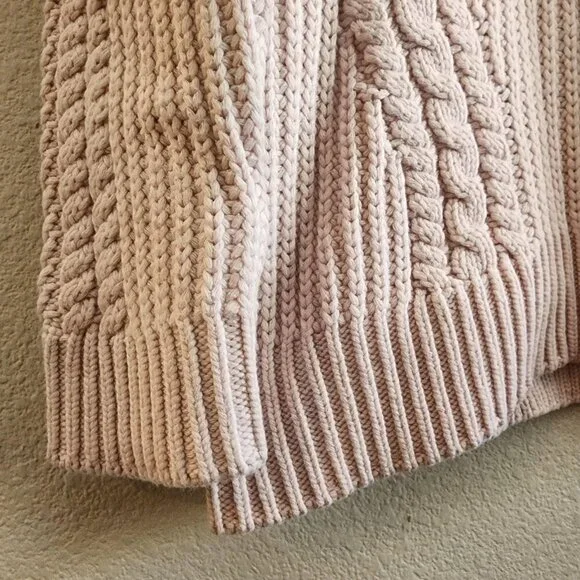 Lululemon Sweater Womens 10 Pink Cable Knit Mock Neck Pullover Cotton Nylon - Picture 2 of 9